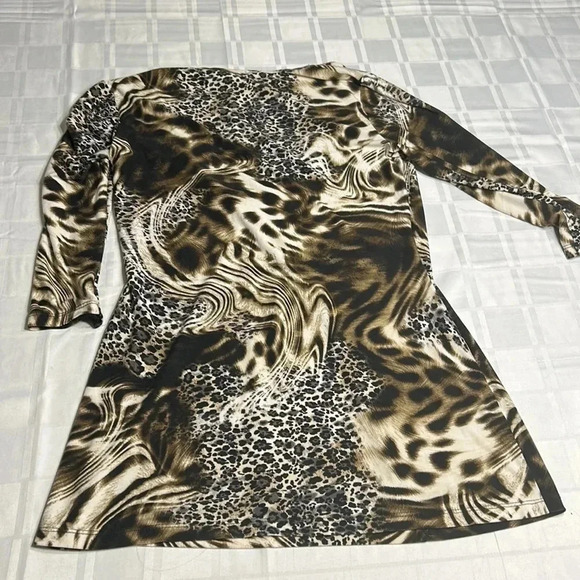 Faux wrap leopard print blouse,ruching ,Surplice ,Y2K, animal print,Canada made - Picture 11 of 14